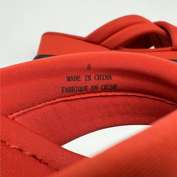 JEFFREY CAMPBELL Sun-Sation Sandal Women 8 Orange Red Platform Cris Cross Padded - Picture 10 of 12